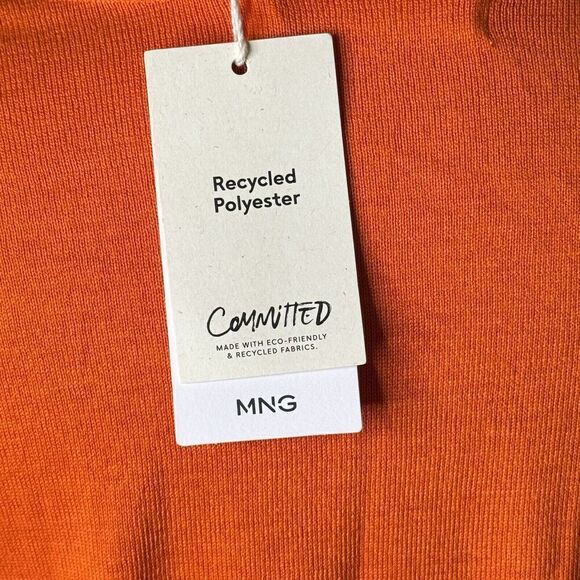 NWT Sz S MNG Orange Long Sleeve V-Neck Casual Pullover Womens Sweater Mango - Picture 7 of 16